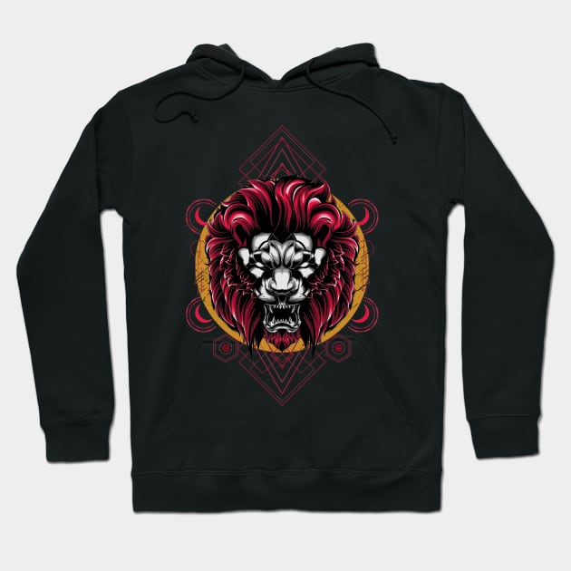 Lion / Urban Streetwear / Red Lion Hoodie by Redboy